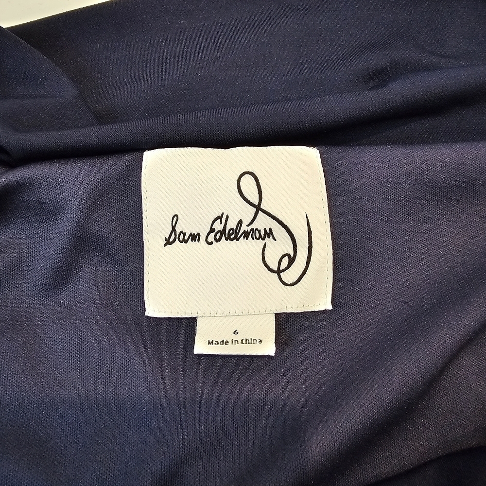 Sam Edelman Off the Shoulder Long Sleeve Midi Body-Con Dress Women's Size 6 Navy - Picture 4 of 13